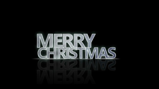 merry christmas neon glow text with reflection loop 4k (4096x2304)
