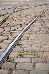 Tram Track on Cobbled Stones, Riga