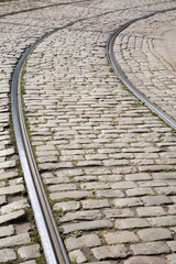 Tram Track on Cobbled Stones, Riga