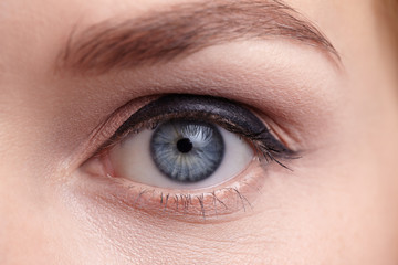 Obraz premium Close-up of female eye. Make-up arrow.