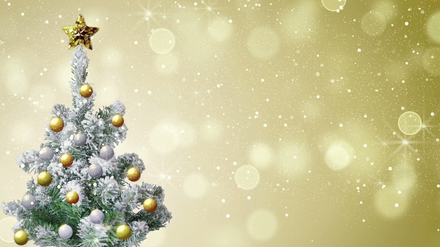 christmas tree and gold glitter snowfall loop 4k (4096x2304)
