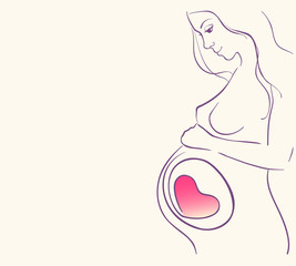 line drawing pregnant woman 