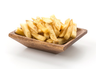 french fries on wood plate