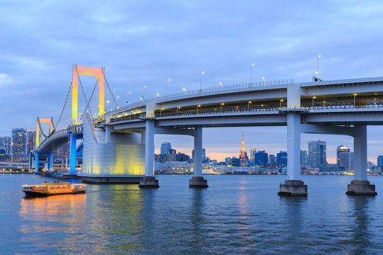 Twilight Tokyo Rainbow bridge in Japan