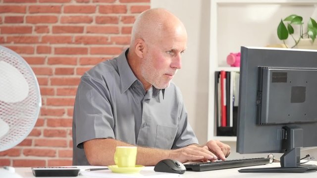 Mature businessman being occupied with computer work in the office