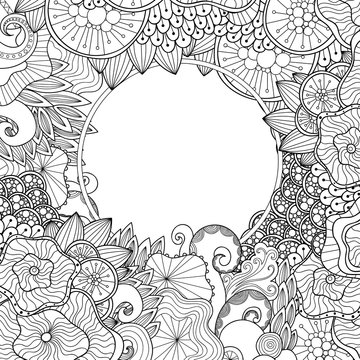 Abstract hand drawn zentangle frame. Doodle decorative border.