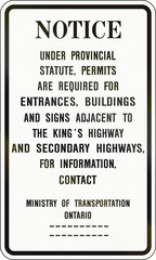 Road Notice In Canada