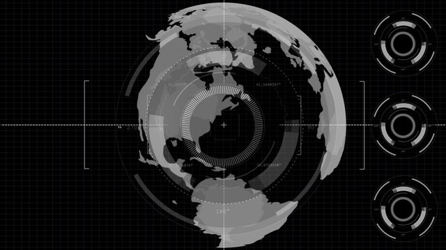 futuristic hud with the target planet scans / secret agent concept