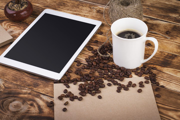 Tablet with coffee beans