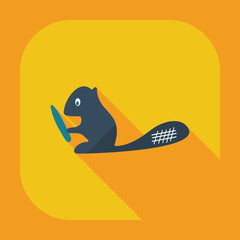 Flat modern design with shadow icons beaver