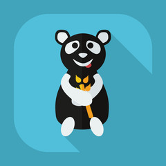 Flat modern design with shadow icons panda eating