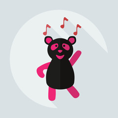 Flat modern design with shadow icons panda dances