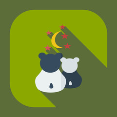 Fototapeta premium Flat modern design with shadow icons panda love