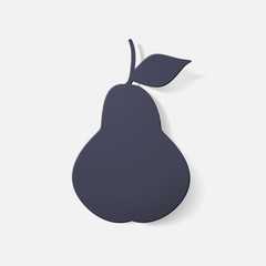 Paper clipped sticker: fruit, pear