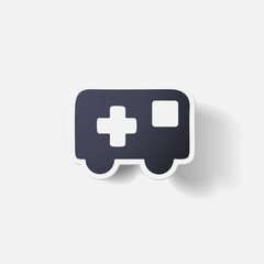 Obraz premium Paper clipped sticker: ambulance