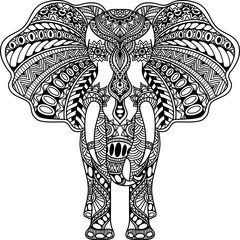 Fototapeta premium vector Henna mehndi decorated Indian Elephant
