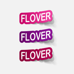 Realistic paper sticker: flowers