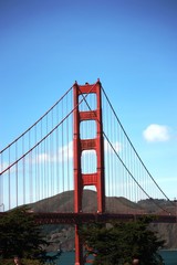 Golden Gate bridge under blue sky in San Francisco, California USA