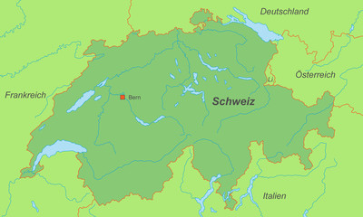 Schweiz in grün (beschriftet) - Vektor