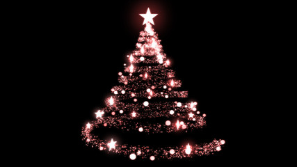 Glittering Christmas Tree Illustration - Red