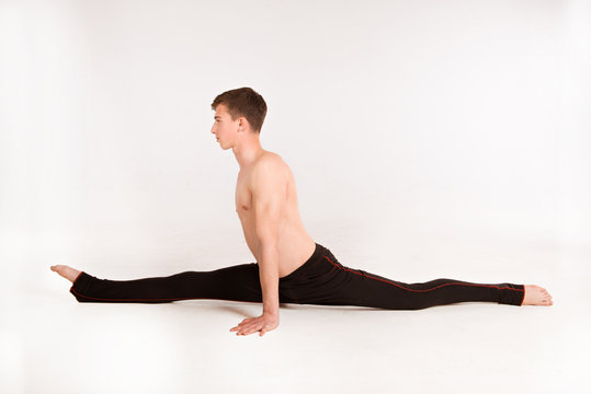 slender man doing gymnastic exercises