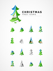 Obraz premium Set of abstract Christmas Tree Icons, business logo concepts