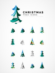 Set of abstract Christmas Tree Icons, business logo concepts