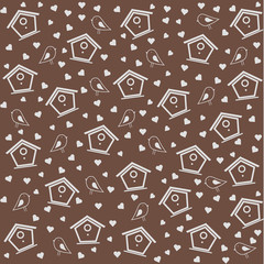 Birdhouse pattern brown