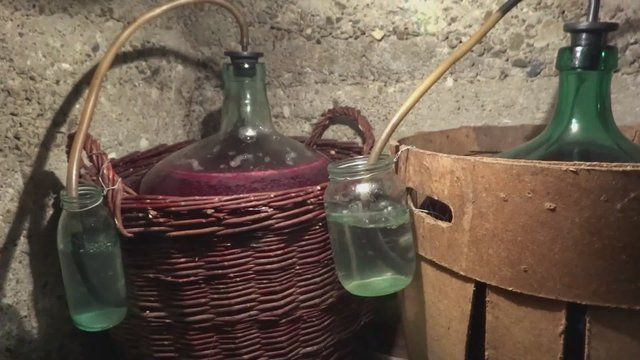 Old homemade process must fermentation process in wine carboys