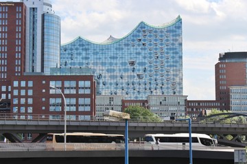 View of the Harbor quarter of Hamburg with the concert hall. Germany, Europe.