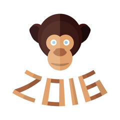 Design Illustration Concepts Symbol New Year. Monkey. Vector Illustration