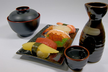 上にぎり寿司と日本酒