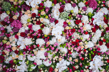  gorgeous floral composition of the orchids and roses in white , pink colors