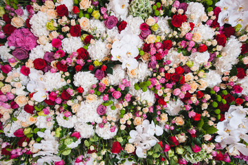  gorgeous floral composition of the orchids and roses in white , pink colors