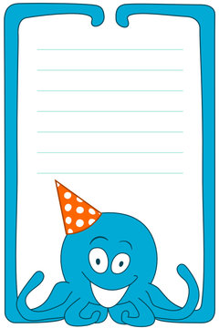 Carte invitation cadre photo pieuvre chapeau pointu