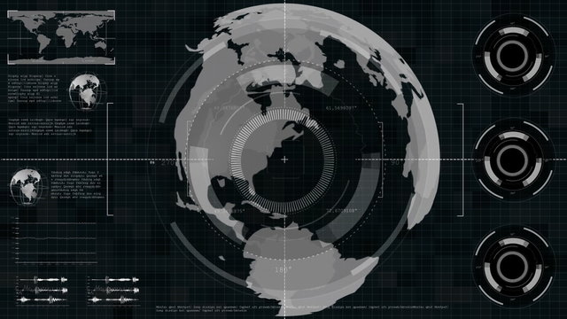Futuristic secret agent Technology Interface Computer scanning earth