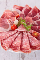 bacon,salami and prosciutto ham