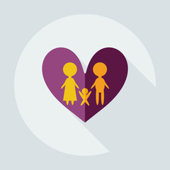 Flat modern design with shadow icons loving family
