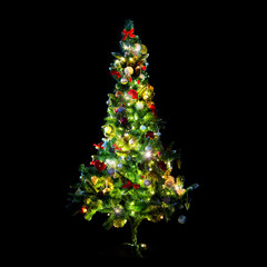 beautiful decorated and illuminated christmas tree