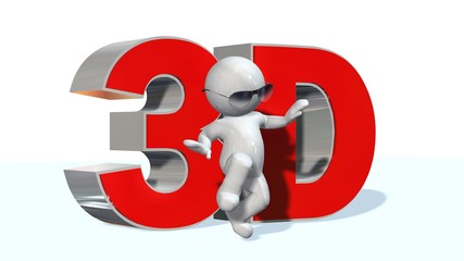3D Text and 3D People with glasses