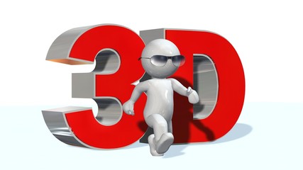3D Text and 3D People with glasses