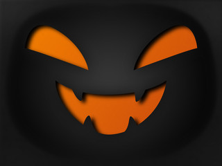 Paper style halloween horrible pumpkin face