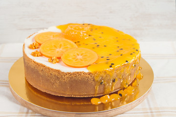 Cheesecake with passionfruit mousse