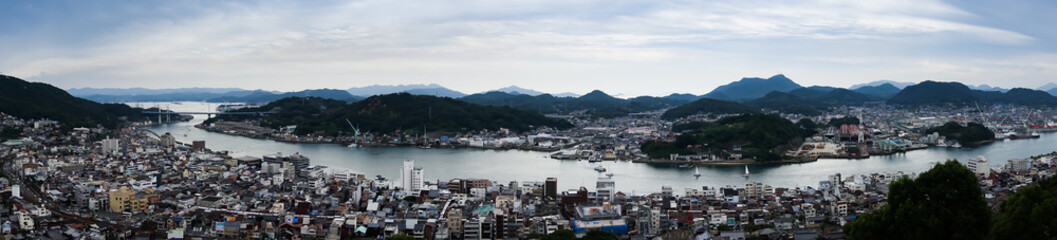 Fototapeta na wymiar panorama view of ONOMICHI, Hiroshima - beautiful sky and sea.