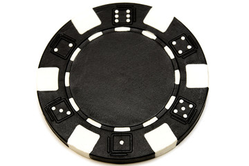Naklejka premium Black poker chip isolated on white