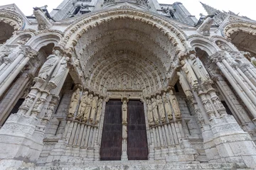 Fototapeten Chartres Cathedral, front entrance timpanum, a world heritage site  © maartenhoek