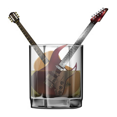 Guitars in a glass of whiskey