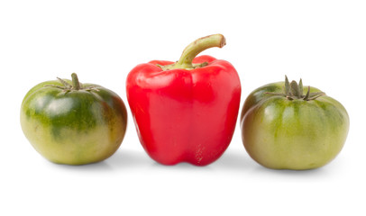 Fresh sweet pepper, green tomato.