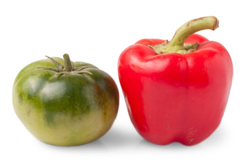 Fresh sweet pepper, green tomato.