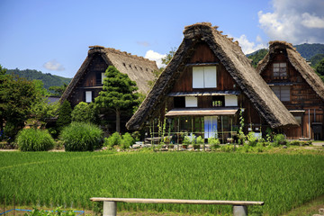 Fototapeta premium Historic village of Shirakawago in Japan is famous for the Gassho style architecture and is a UNESCO World Heritage Site.